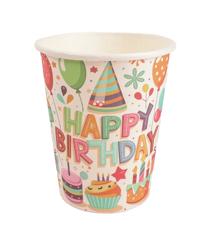Paper cup Happy Birthday 2.7 dl, 10 pcs