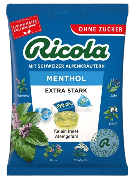 Ricola Extra erős mentol cukormentes zacskós cukorka