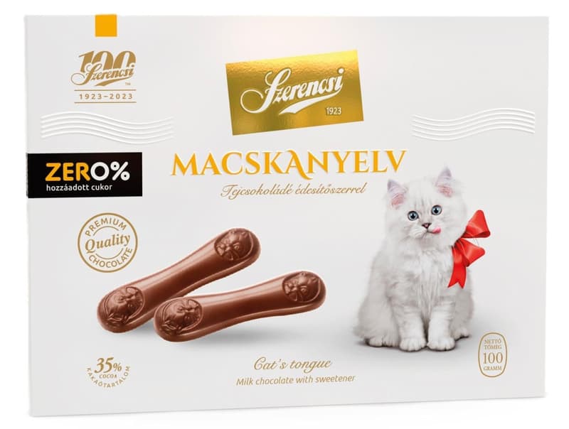 Szerencsi ZERO "Cat's Tongue" Milk Chocolate with Sweetener