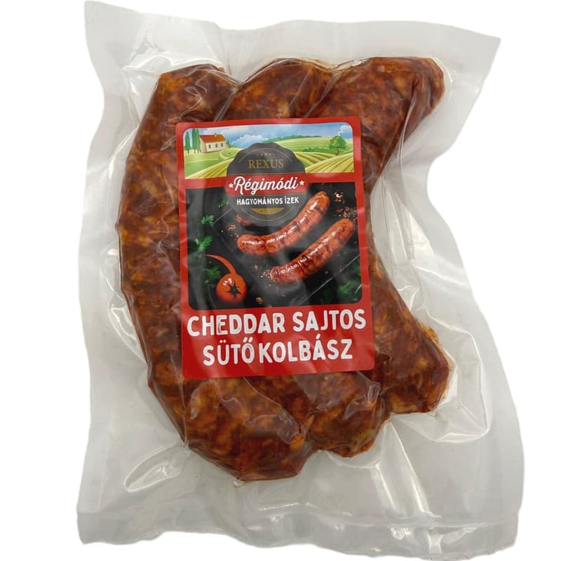 Sausage with cheddar cheese flavour