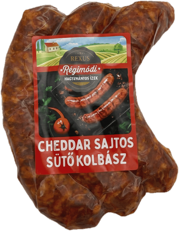 Sausage with cheddar cheese flavour