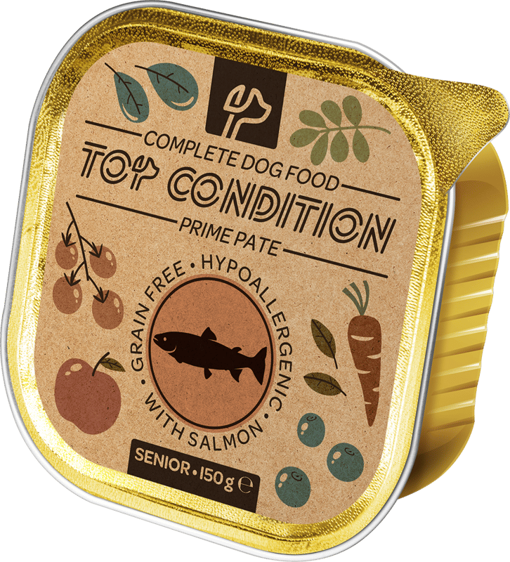 Top Condition dog food with salmon for senior dogs, 150 g