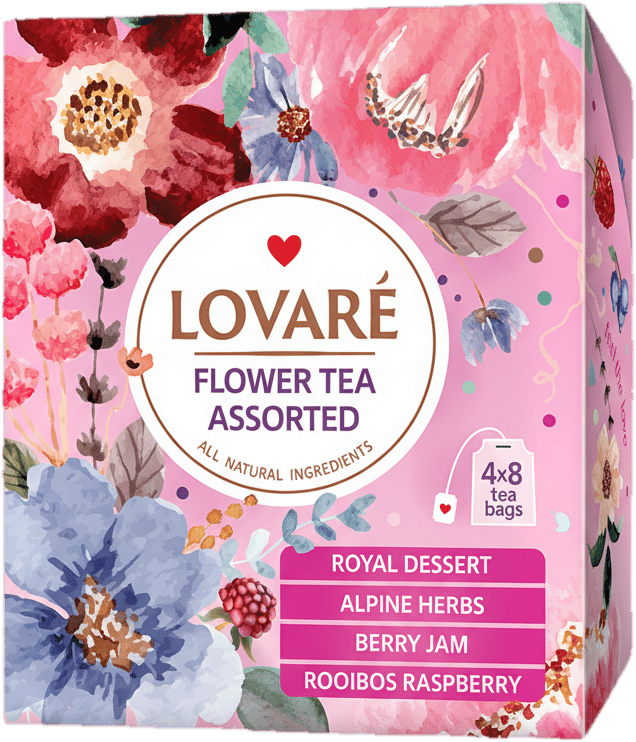 Lovaré Assorted Flowers teas, 12 flavours, 60 sachets
