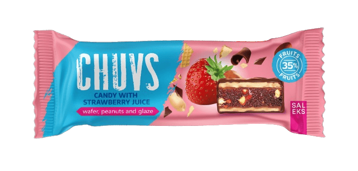 CHUVS candy with strawberry juice