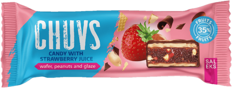 CHUVS candy with strawberry juice