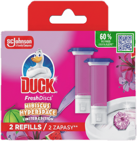 Duck Fresh Discs 2 darabos WC-öblítő korong utántöltő - Hibiscus Hyperspace 72 ml
