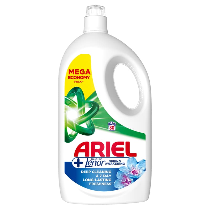 Ariel Folyékony Mosószer +Touch Of Lenor Spring Awakening 80 Mosáshoz, 3.6 l