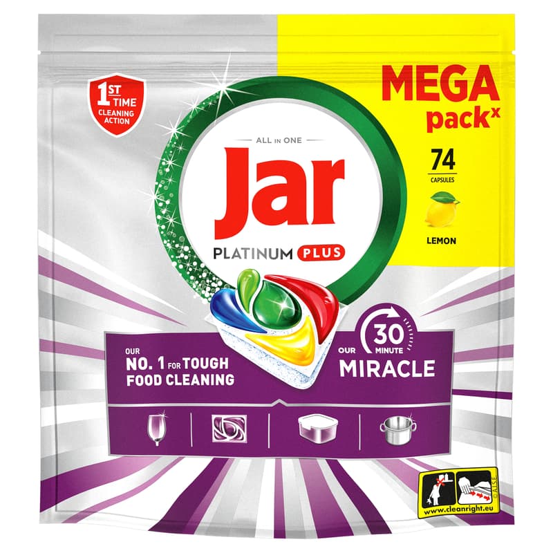 Jar Our 30 Minute Miracle Platinum Plus Mosogatókapszula Lemon, 74 db