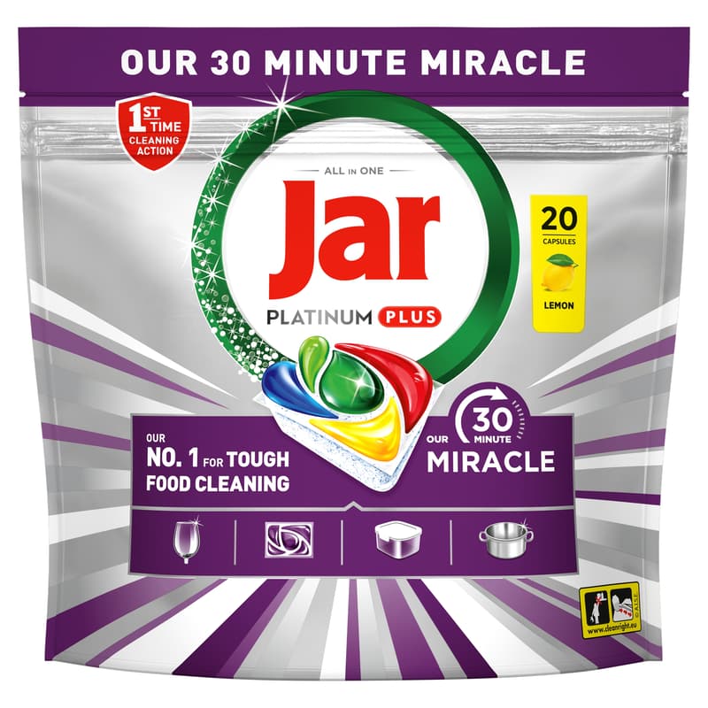 Jar Our 30 Minute Miracle Platinum Plus Mosogatókapszula Lemon, 100 db