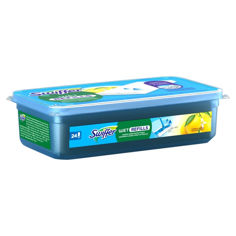 Swiffer Sweeper Nedves Padlótörlő Utántöltő Kendő Citrus Fresh Illattal, 24 db