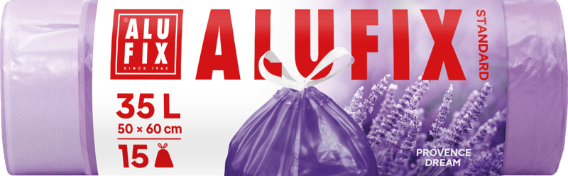 ALUFIX Garbage bags Drawstring Provence Dream HDPE violet with lavender scent
