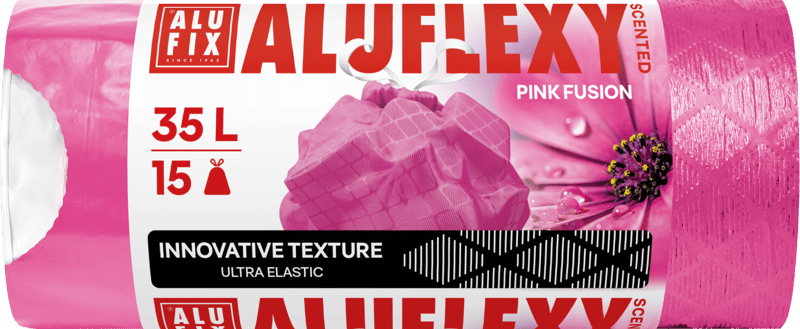 ALUFIX Garbage bags Drawstring ALUFLEXY PINK FUSION LDPE pink with scent