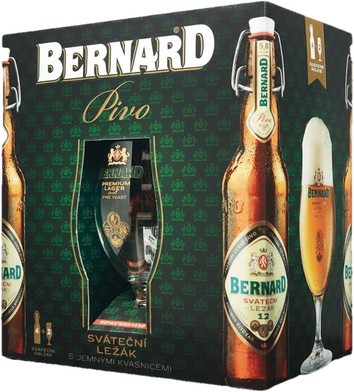 Bernard 4x0,5 L üveges sör 2 pohárral