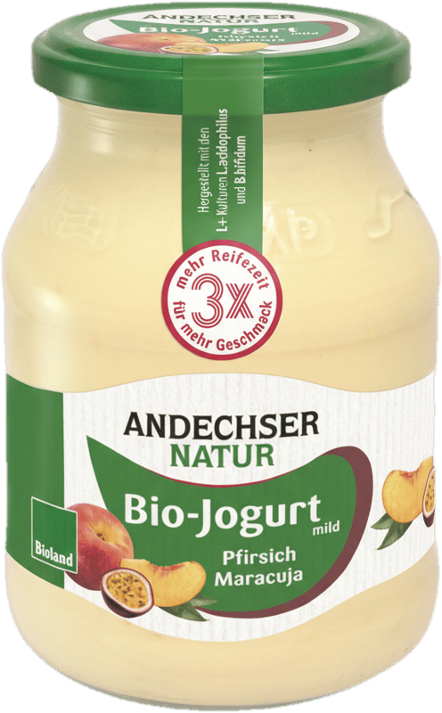 Andechser Bio gyümölcsjoghurt barack-maracuja 3,7% üvegben
