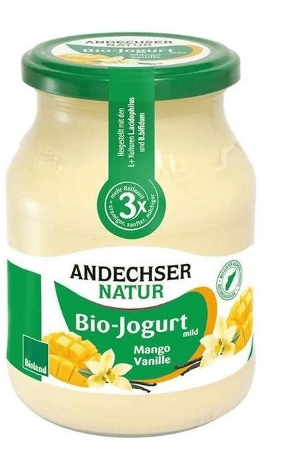 Andechser Bio Demeter joghurt mangó 3,7% üvegben