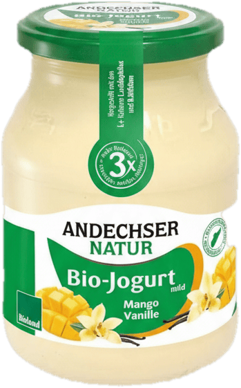 Andechser Bio Demeter joghurt mangó 3,7% üvegben