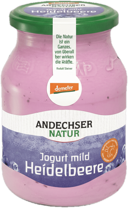 Andechser Bio Demeter joghurt áfonya 3,7% üvegben