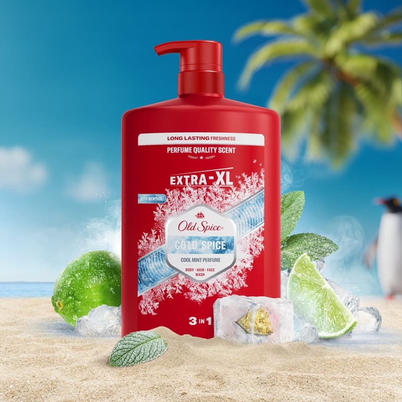 Old Spice Cold Spice 3 az 1-ben Tusfürdő és Sampon, 1000 ml