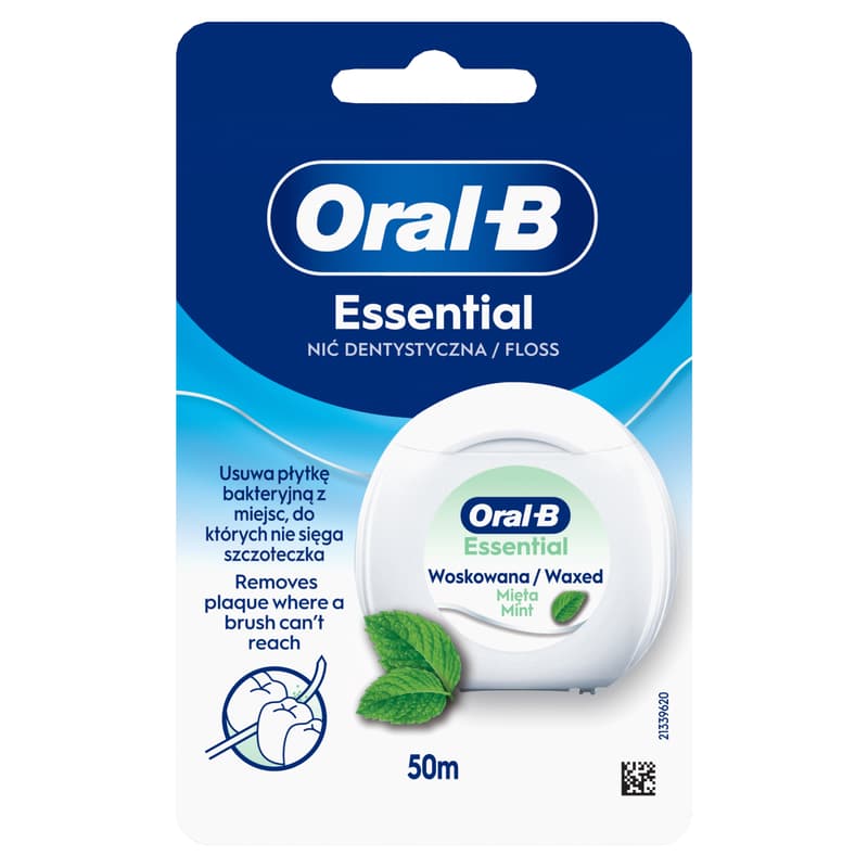 Oral-B Essential Floss Viaszolt Fogselyem, Mentolos Ízesítés, 50 m