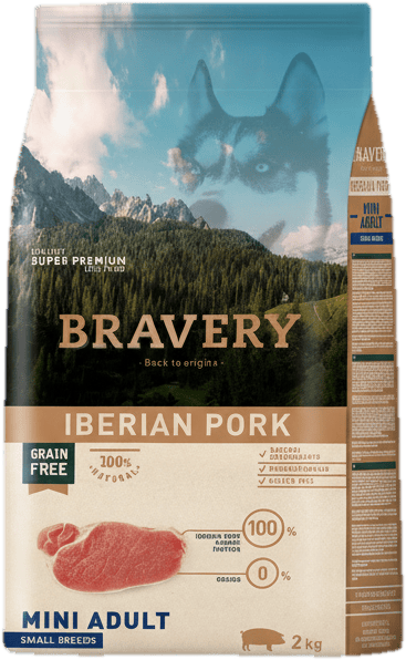 Bravery mini felnőtt kutyatáp kis testű kutyáknak, ibériai sertéshúsos 2 kg