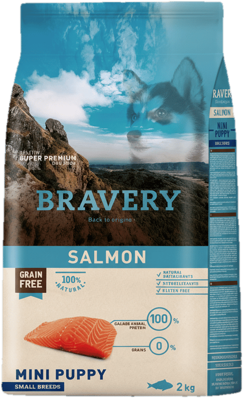 Bravery mini kölyök kutyatáp kistestű kutyáknak, lazacos 2kg