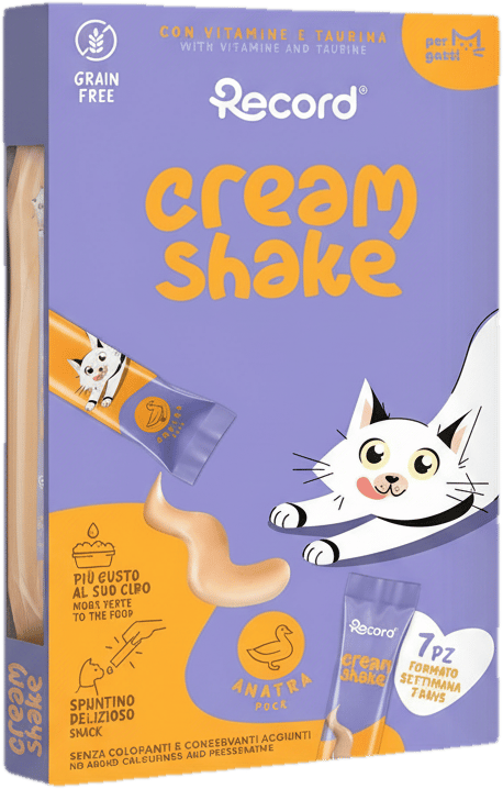 Record Cream Shake nedves jutalomfalat macskáknak, kacsa 7x12 g