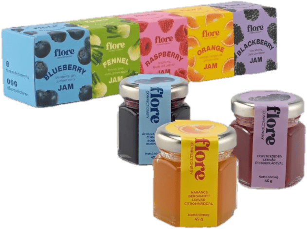 Flore Confectionery signature jam gift box (blueberry, fennel, rapsberry, orange, blackberry)
