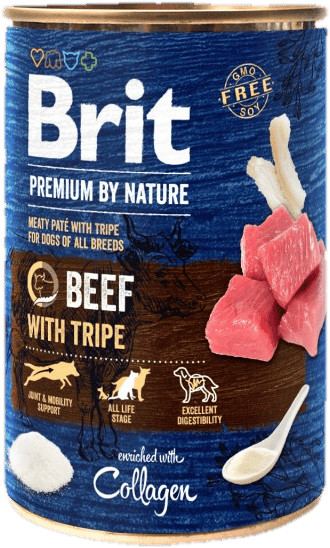 Brit Premium by Nature nedves kutyaeledel/kutyakonzerv, marha és pacal 400 g