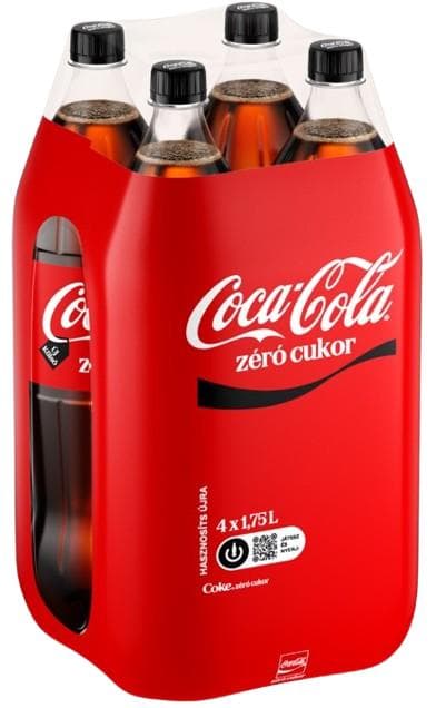 Coca-Cola Zero Sugar Cola Flavoured Energy-Free Carbonated Soft Drink with Sweeteners 4 x 1,75 l