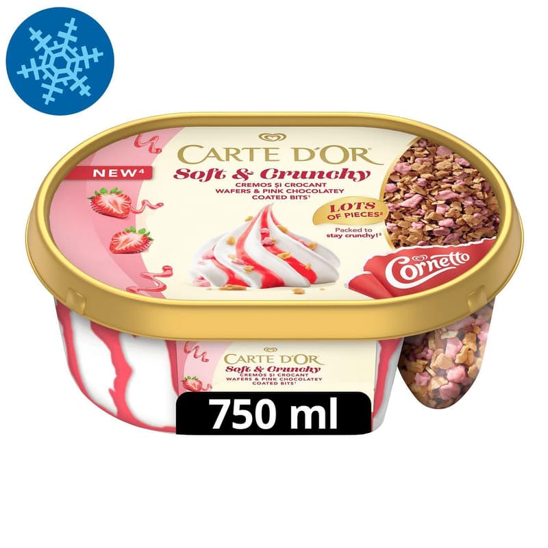 CARTE D'OR Jégkrém Soft&Crunchy Eper ízű