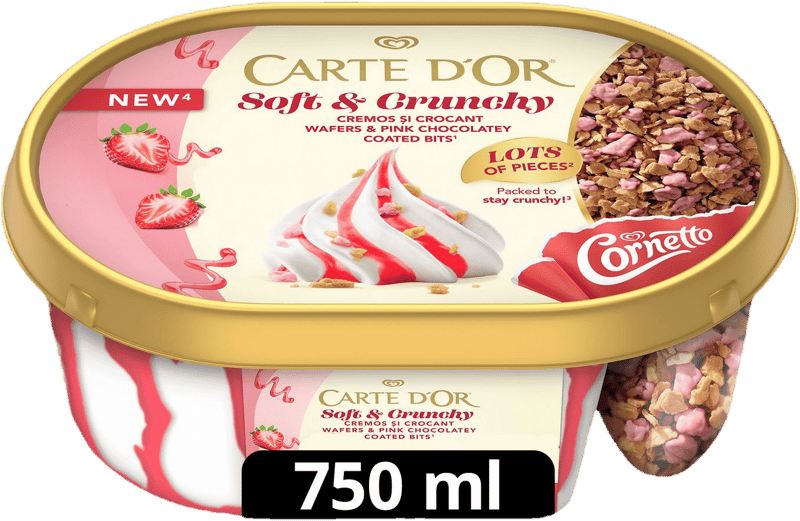 CARTE D'OR Jégkrém Soft&Crunchy Eper ízű