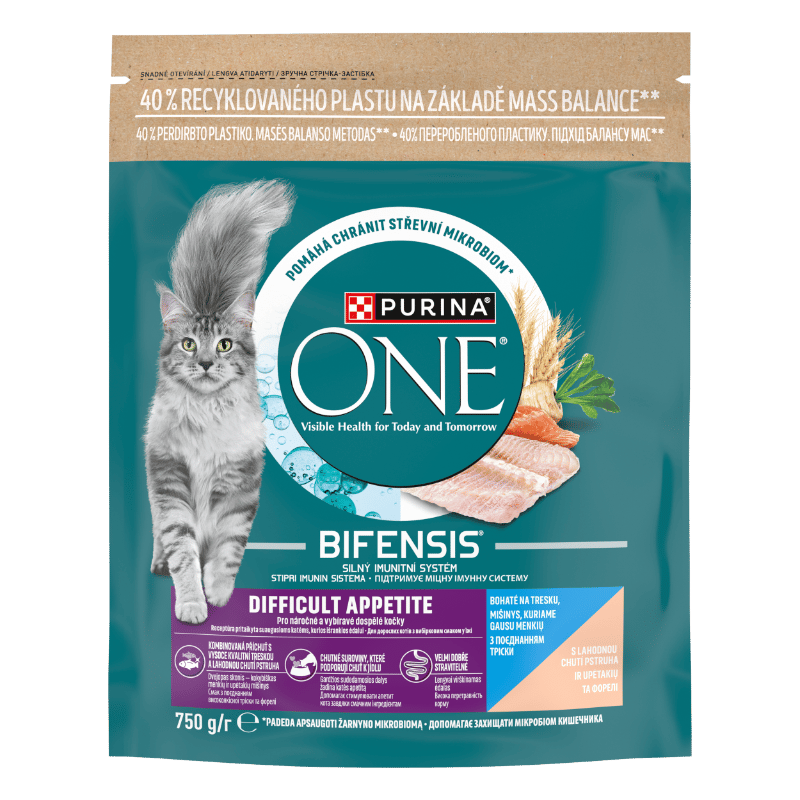 PURINA ONE DIFFICULT APPETITE Dry Cat Food Cod and Trout 750 g