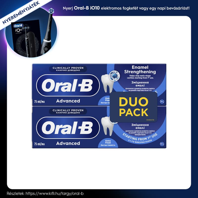 Oral-B Advanced Enamel Strenghtening Extra Fresh Fogkrém, 2x75 ml