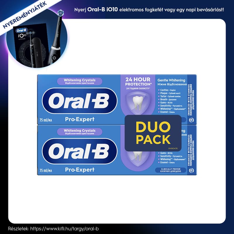 Oral-B Pro-Expert Gentle Whitening Fogkrém, 2x75 ml