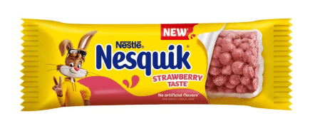 NESQUIK STRAWBERRY BAR-Eperízű gabonapehely-szelet tejbevonó talppal 15%, vitaminokkal és vassal