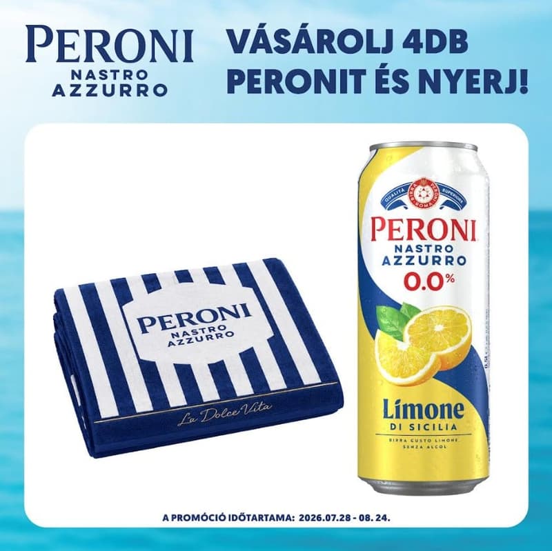 Peroni Nastro Azzurro Citrom alkoholmentes világossör és citrom ízű ital keveréke 0,0%