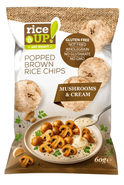 Rfice up brown rice  chips mushrooms and cream