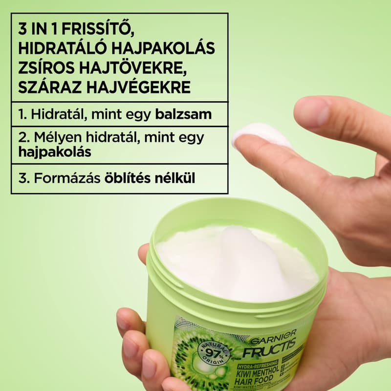 Garnier Fructis 3 az 1-ben frissítő hidratáló hajpakolás kivivel, 400ml