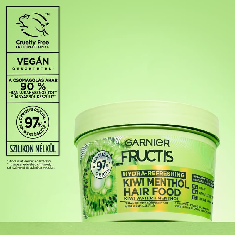 Garnier Fructis 3 az 1-ben frissítő hidratáló hajpakolás kivivel, 400ml