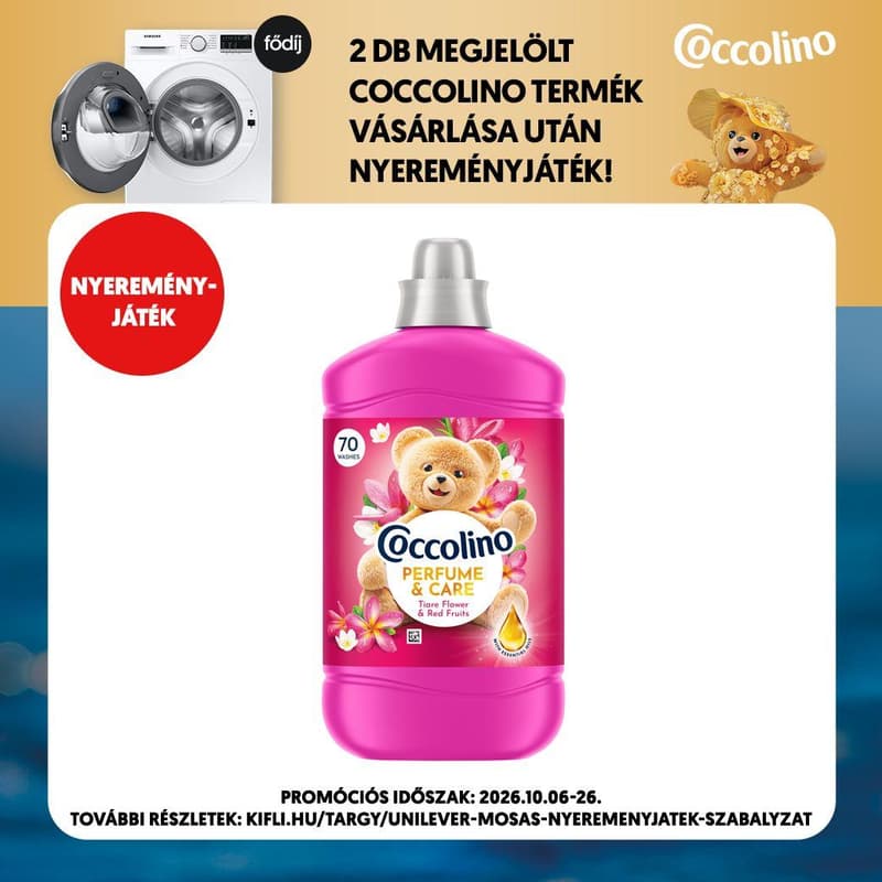 Coccolino Perfume&Care Tiare Flower&Red Fruits öblítő, 70 mosás, 1610 ml