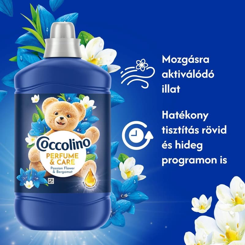 Coccolino Perfume & Care Passion Flower & Bergamot öblítő, 70 mosás, 1610 ml