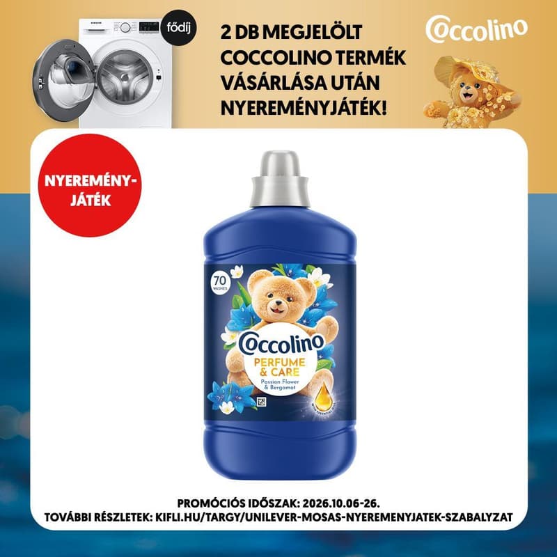Coccolino Perfume & Care Passion Flower & Bergamot öblítő, 70 mosás, 1610 ml