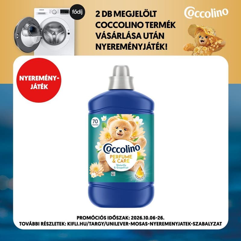 Coccolino Perfume & Care Waterlily & Grapefruit öblítő, 70 mosás, 1610 ml