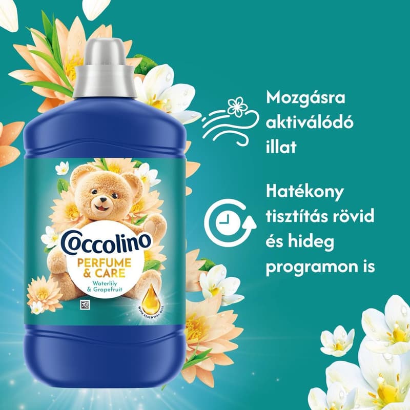 Coccolino Perfume & Care Waterlily & Grapefruit öblítő, 56 mosás, 1288 ml