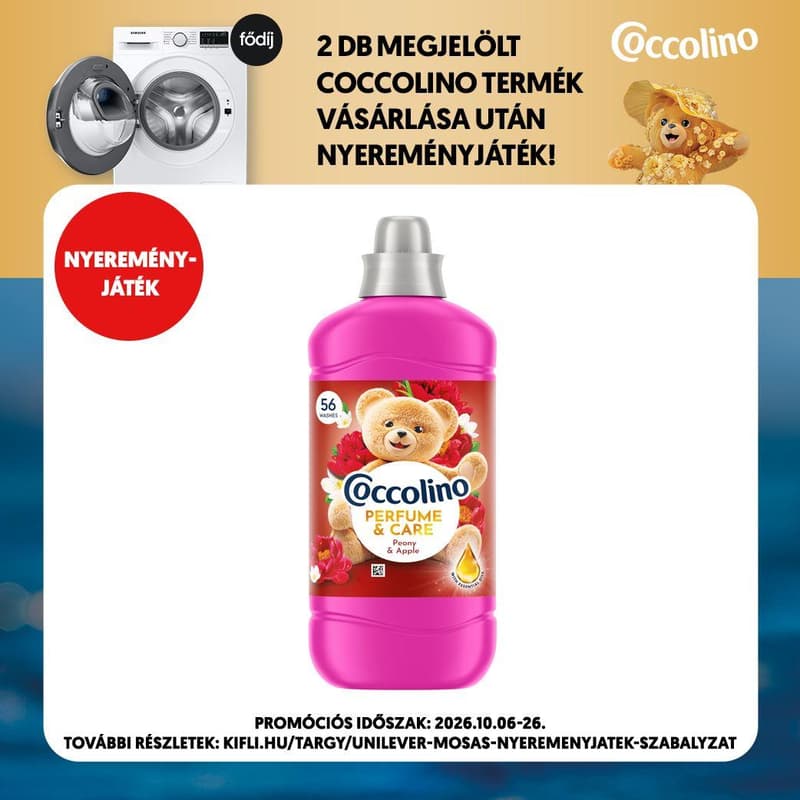 Coccolino Perfume&Care Peony&Apple öblítő, 56 mosás, 1288 ml