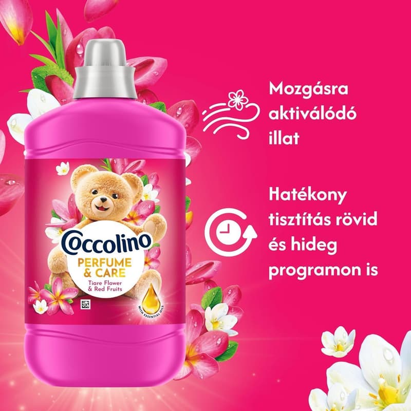 Coccolino Perfume & Care Tiare Flower & Red Fruits öblítő, 56 mosás, 1288 ml
