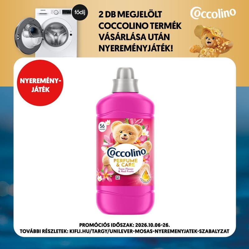 Coccolino Perfume&Care Tiare Flower&Red Fruits öblítő, 56 mosás, 1288 ml