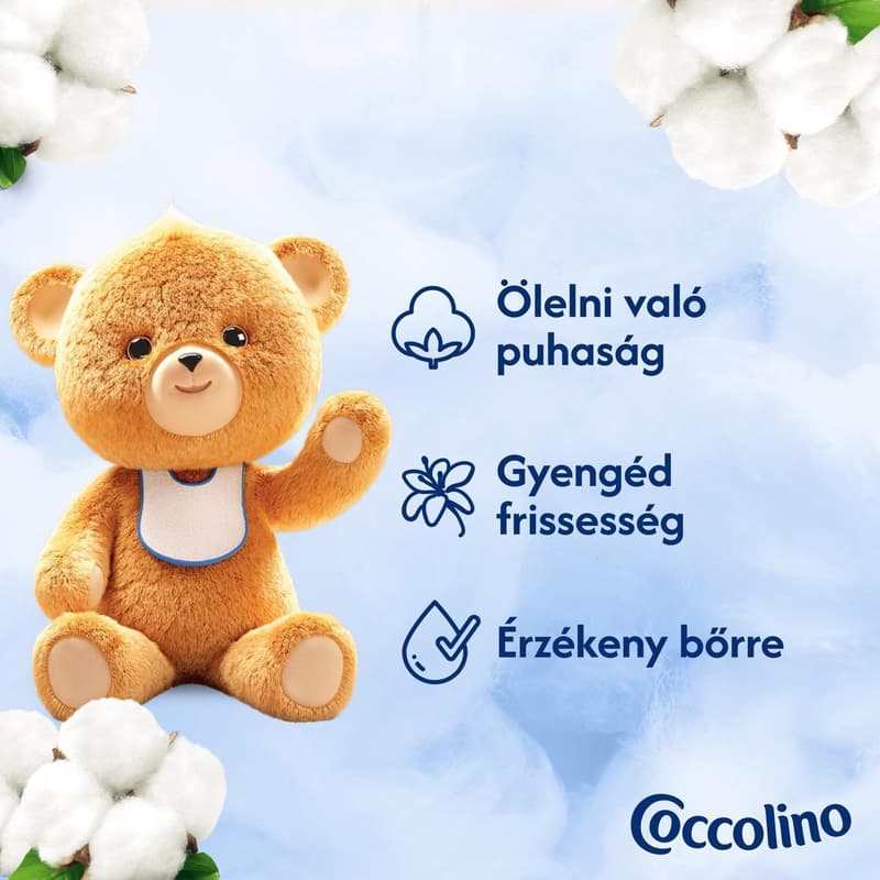 Coccolino Sensitive Cotton Cloud öblítő érzékeny bőrre, 74 mosás, 1702 ml