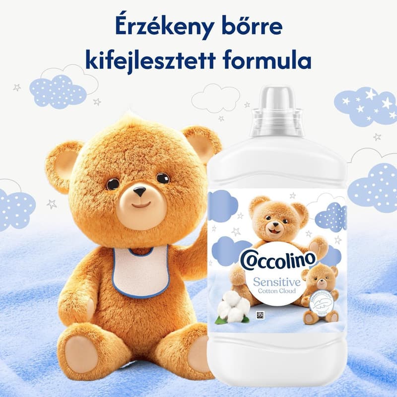 Coccolino Sensitive Cotton Cloud öblítő érzékeny bőrre, 74 mosás, 1702 ml