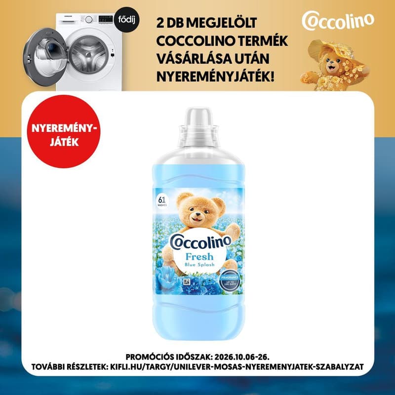 Coccolino Fresh&Soft Blue Splash öblítő, 61 mosás, 1403 ml